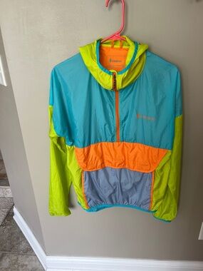 cotopaxi Women’s Colorblock lightweight Pullover - Turquoise, Neon Lime & Orange